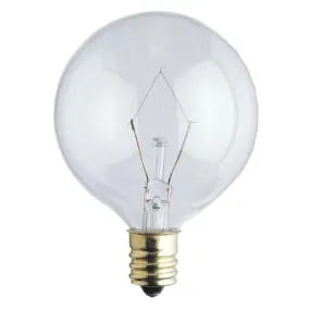 Westinghouse 0382200 25 Watt Incandescent G16 1/2 Globe Clear - 2650 Kelvin - Warm White - 175 Lumens - E12-Candelabra Base - 120 Volt - Box