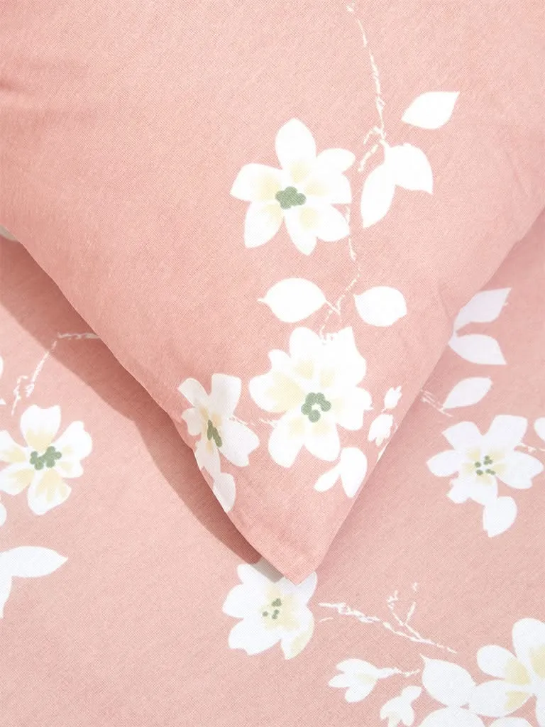 Westside Home Pink Cherry Blossom Double Bed Flat Sheet and Pillowcase Set