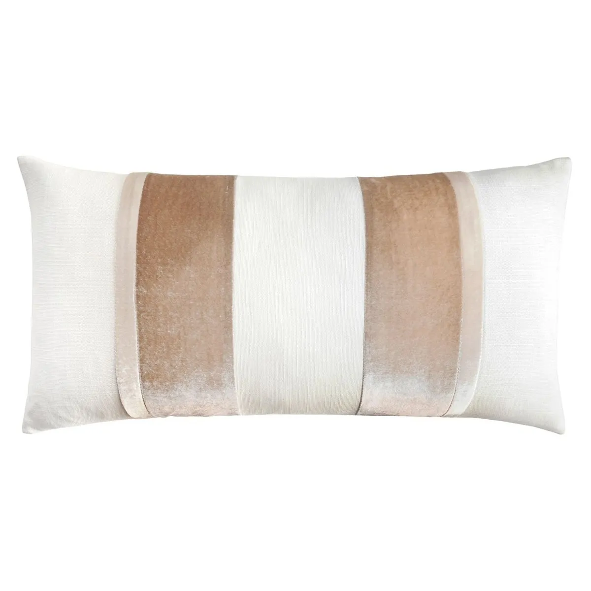 White & Latte Stripe Oblong Decorative Pillow