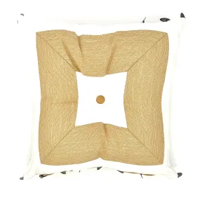 White & Wheat Geometric Tufted Throw Pillow 18x18