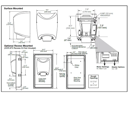 WORLD DRYER® K48-162P SMARTdri® Plus Hand Dryer - Black Epoxy on Aluminum (50 Hz ONLY - NOT for use in North America)