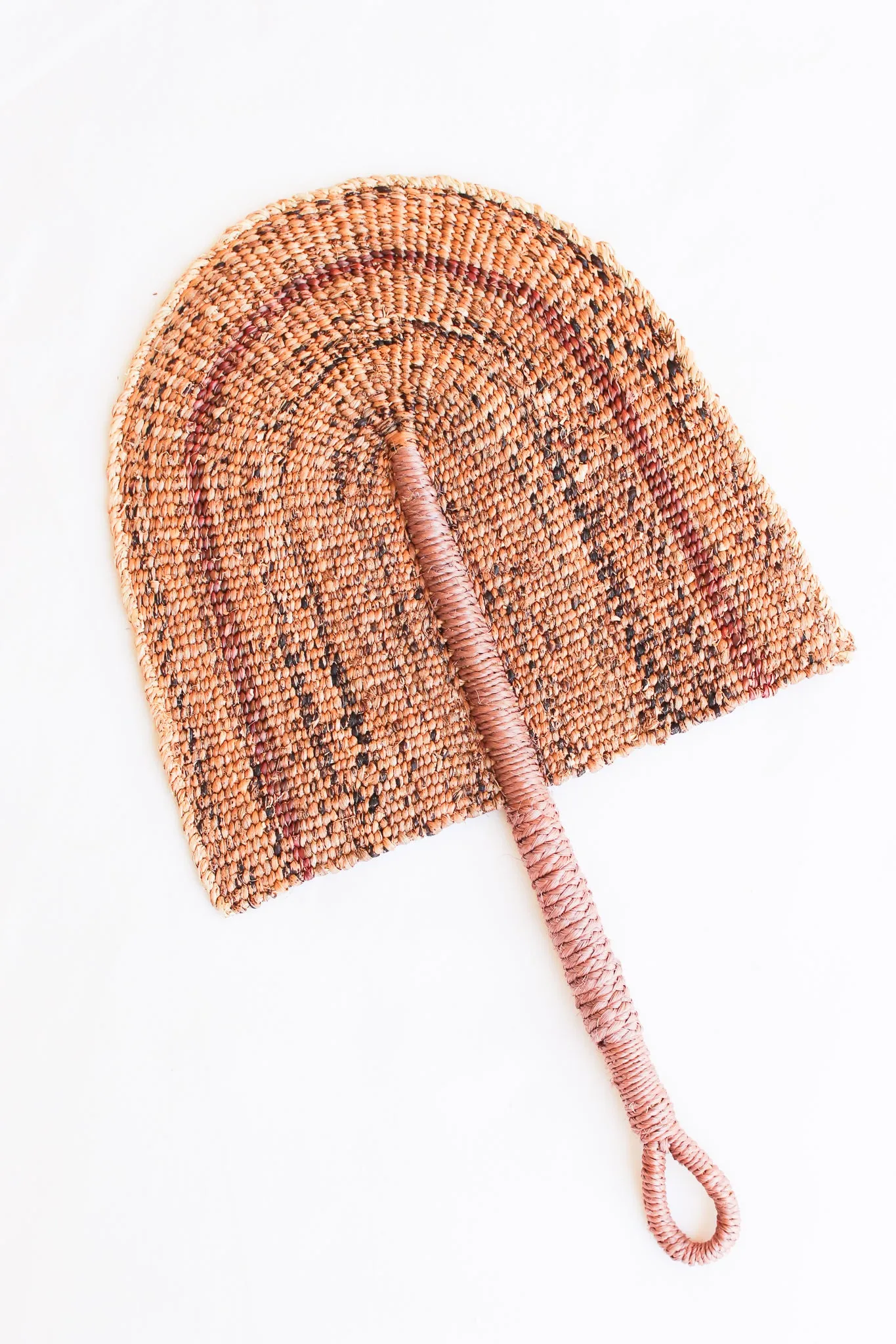 Woven Fan, Mauve and Banana Fiber