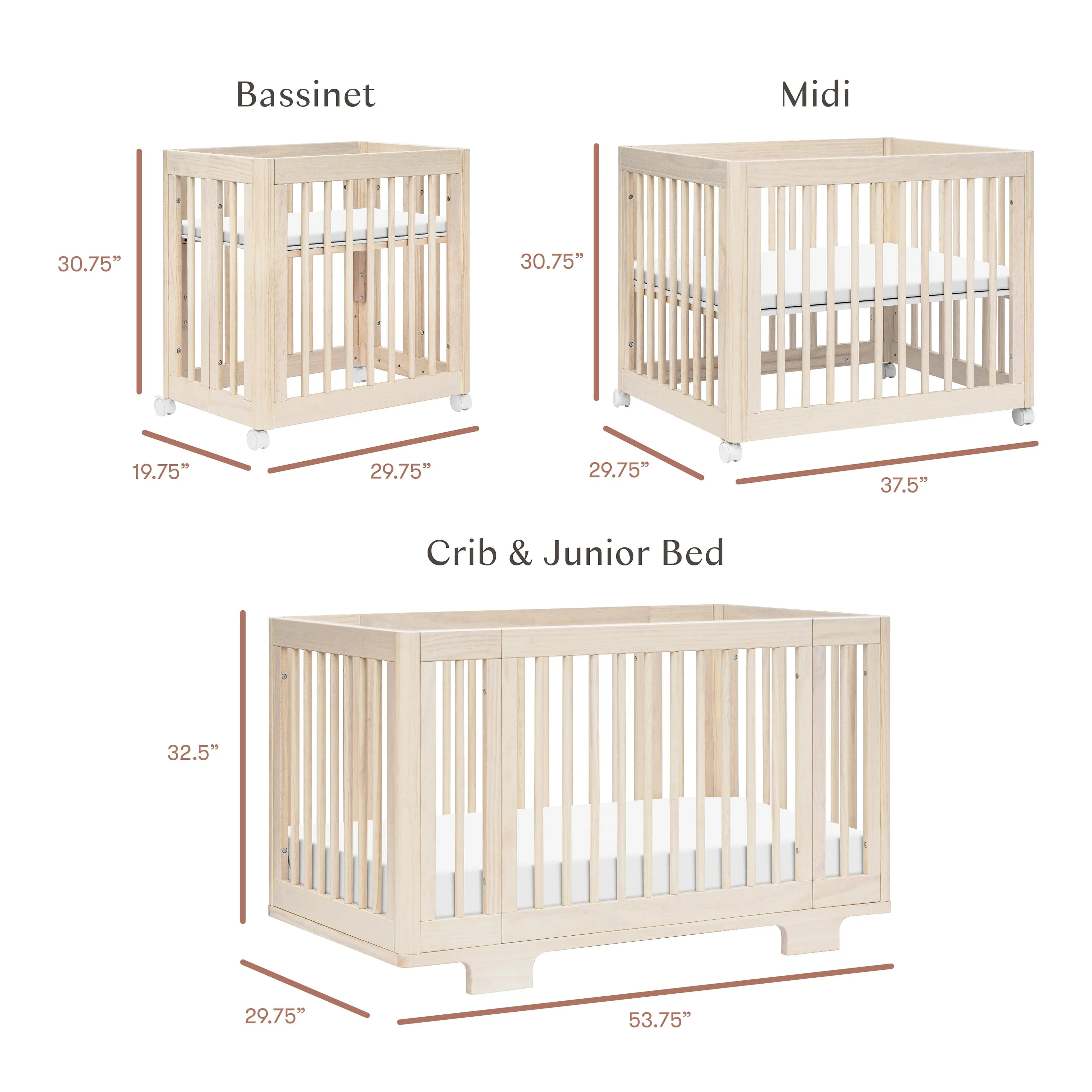 Yuzu 8-in-1 Convertible Crib with All-Stages Conversion Kits | Washed Natural