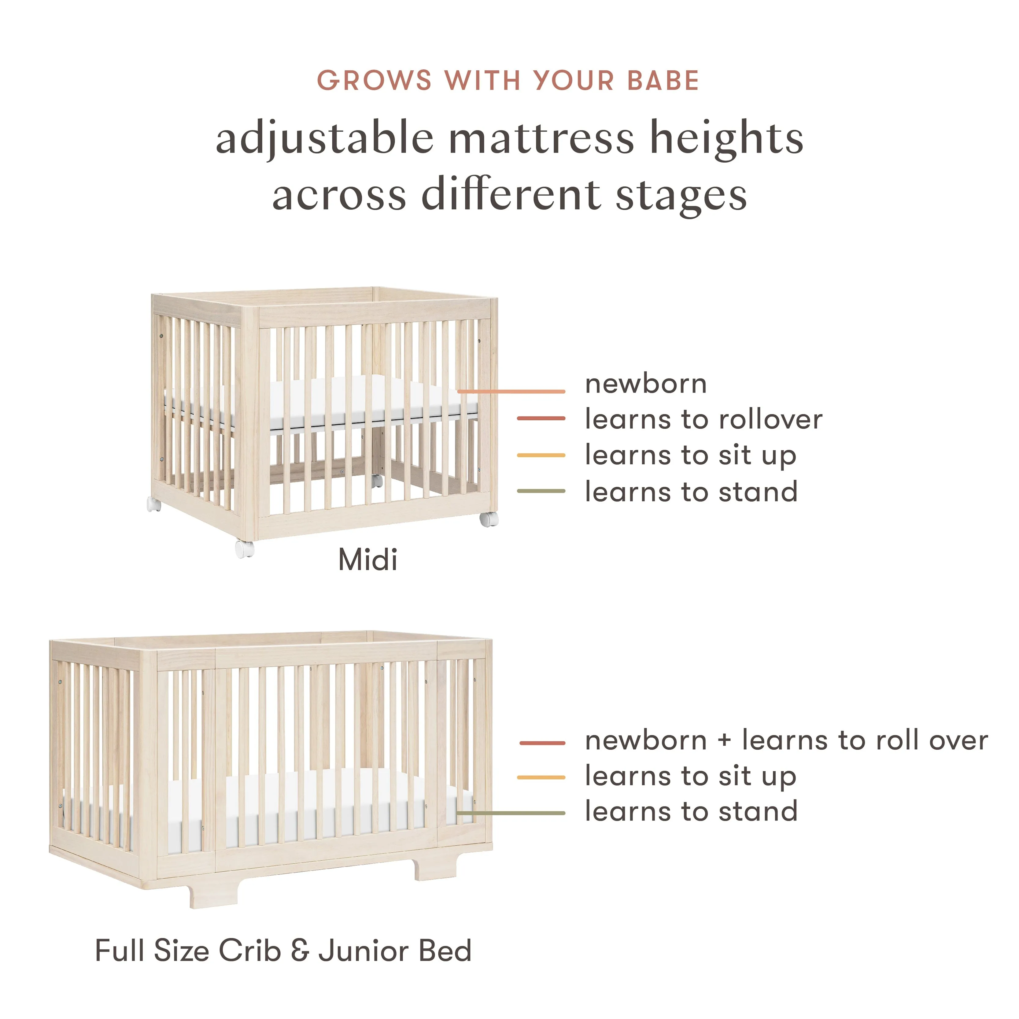 Yuzu 8-in-1 Convertible Crib with All-Stages Conversion Kits | Washed Natural