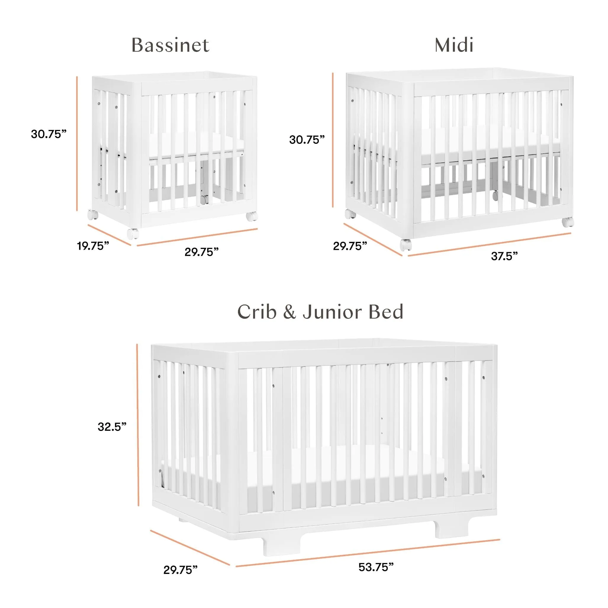 Yuzu 8-in-1 Convertible Crib with All-Stages Conversion Kits | White