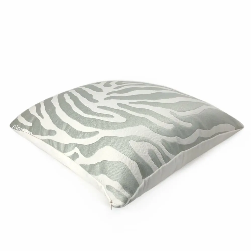 Zahar Silver Gray & Cream Tiger Stripe Pillow Cover