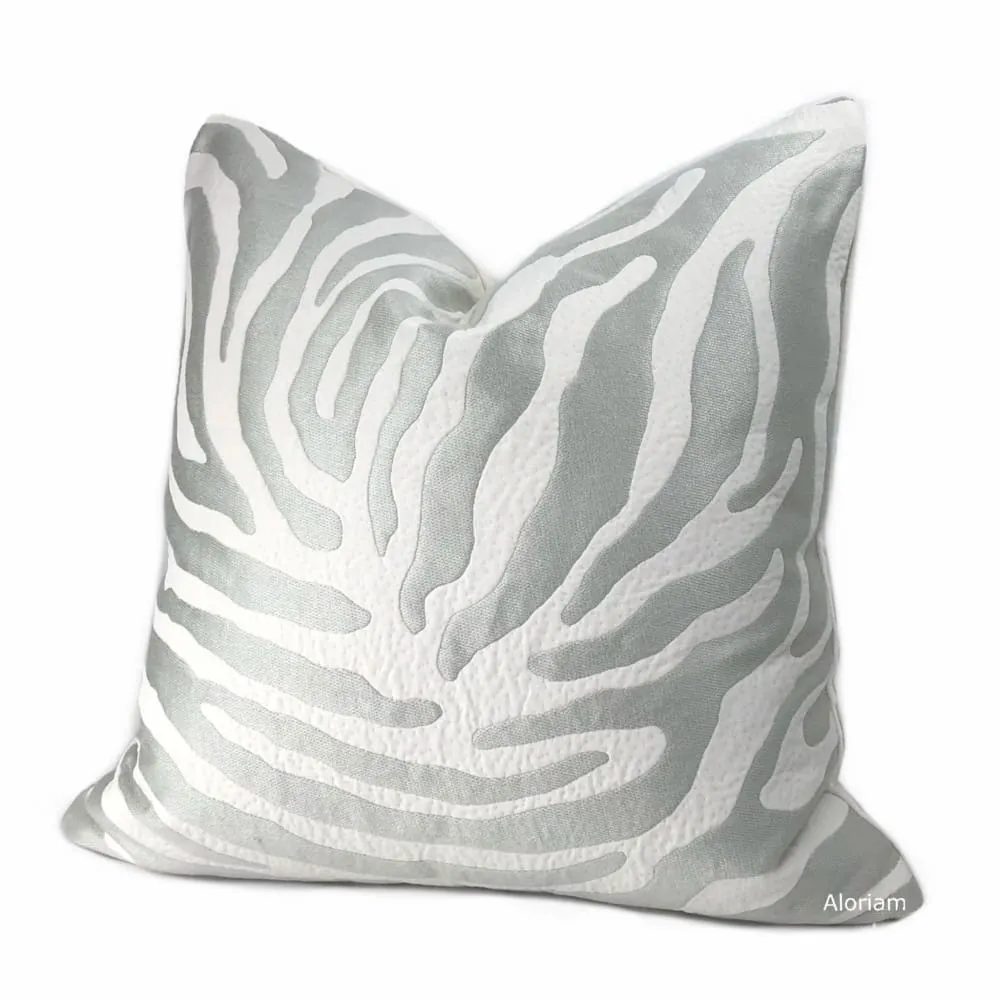 Zahar Silver Gray & Cream Tiger Stripe Pillow Cover