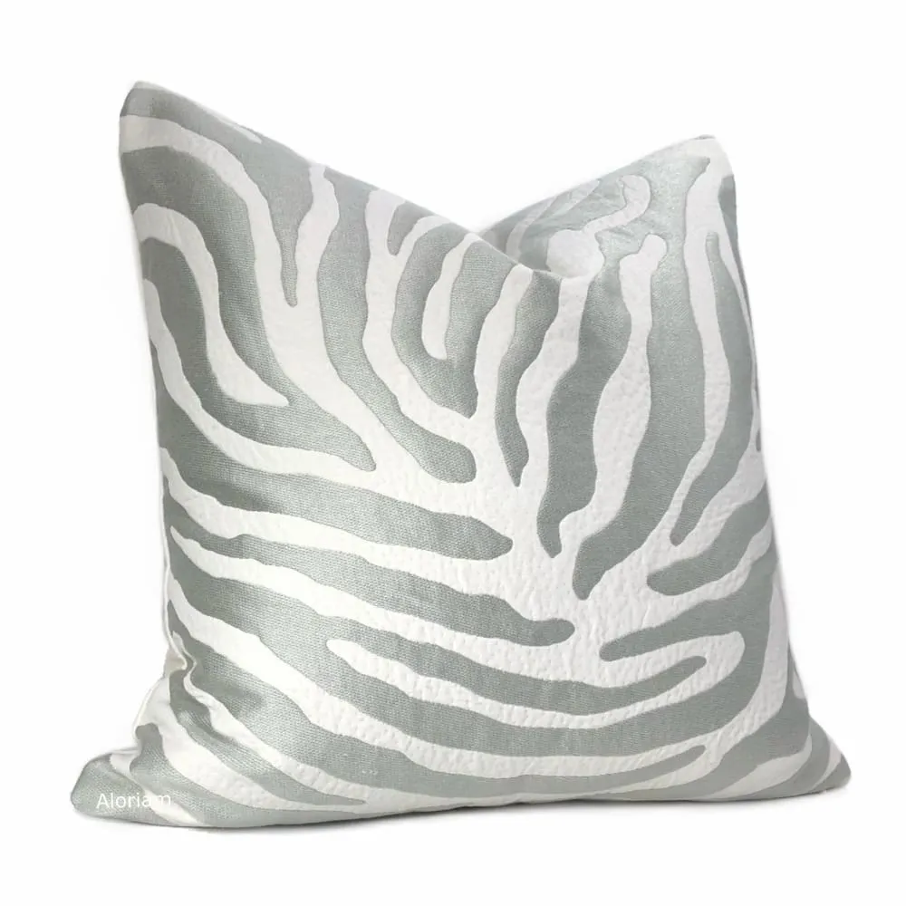 Zahar Silver Gray & Cream Tiger Stripe Pillow Cover