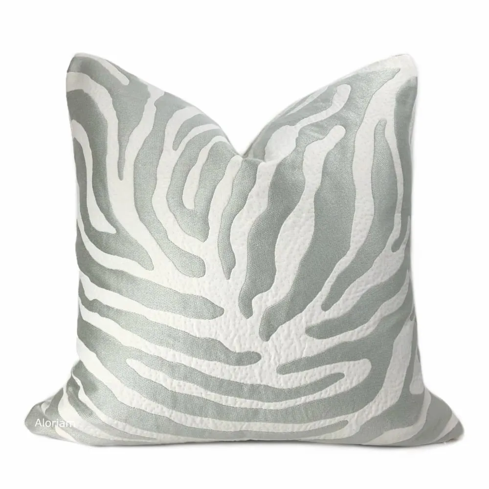 Zahar Silver Gray & Cream Tiger Stripe Pillow Cover