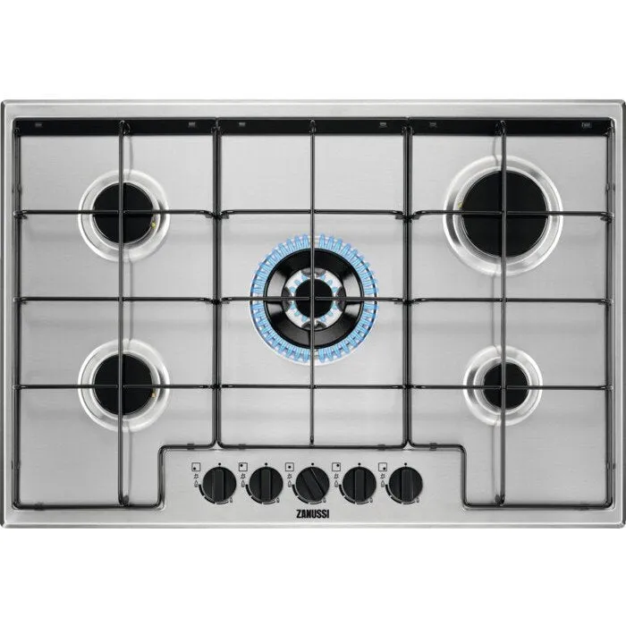 Zanussi ZGNN752X 5 Burner Gas Hob, Stainless Steel