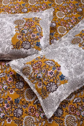 Zara Flower Jaal Mustard Cotton Bedsheet